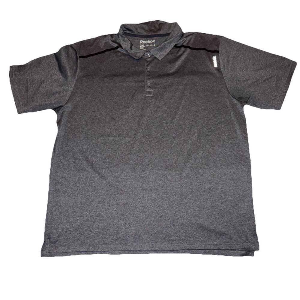 Reebok Polo Shirt Size 2XL Play Dry Gray Short Sleeve Button Collar Golf